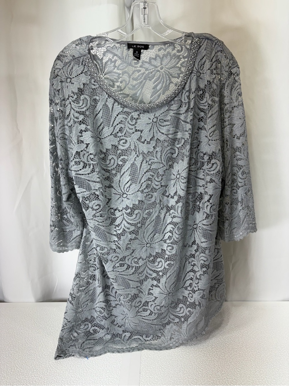 Le Bos Lace Scoop-Neck Tunic in Silver-Gray 3435